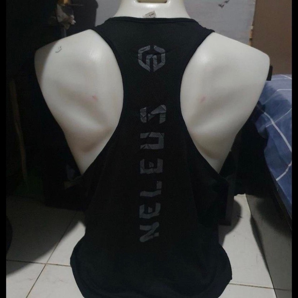 Neleus sleeveless tee graphic mesh tank top shirt workout fitness gym wear top